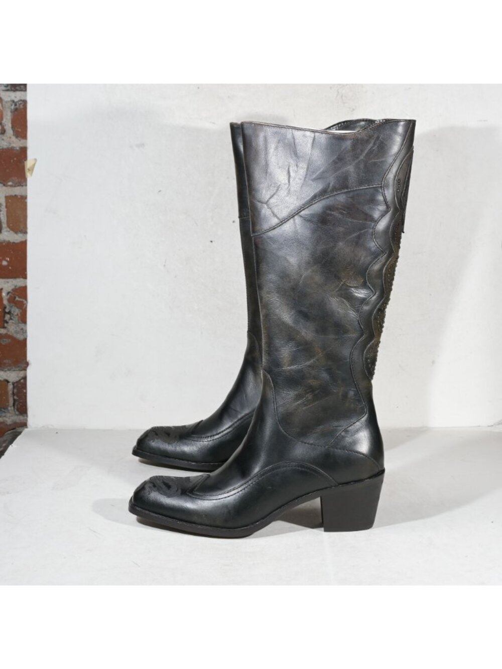 Siren by Mark Nason Becca 69158 Tall Leather Boots Dusk Color Rivets Deadstock W - Picture 2 of 9